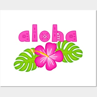 Aloha Pink Hibiscus Floral Posters and Art